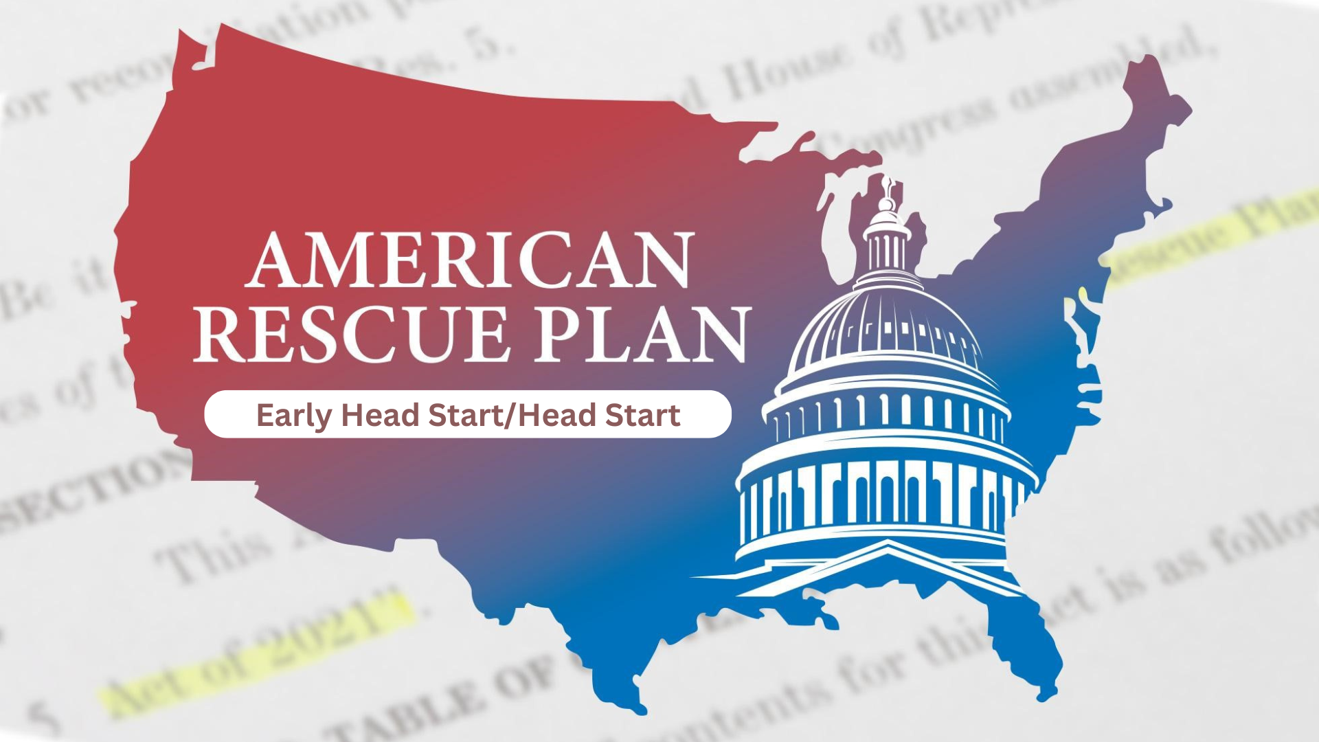 American Rescue Plan logo - US outline in blue and red with capitol building overlay