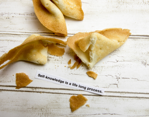 fortune cookie cracked open, fortune says, 
