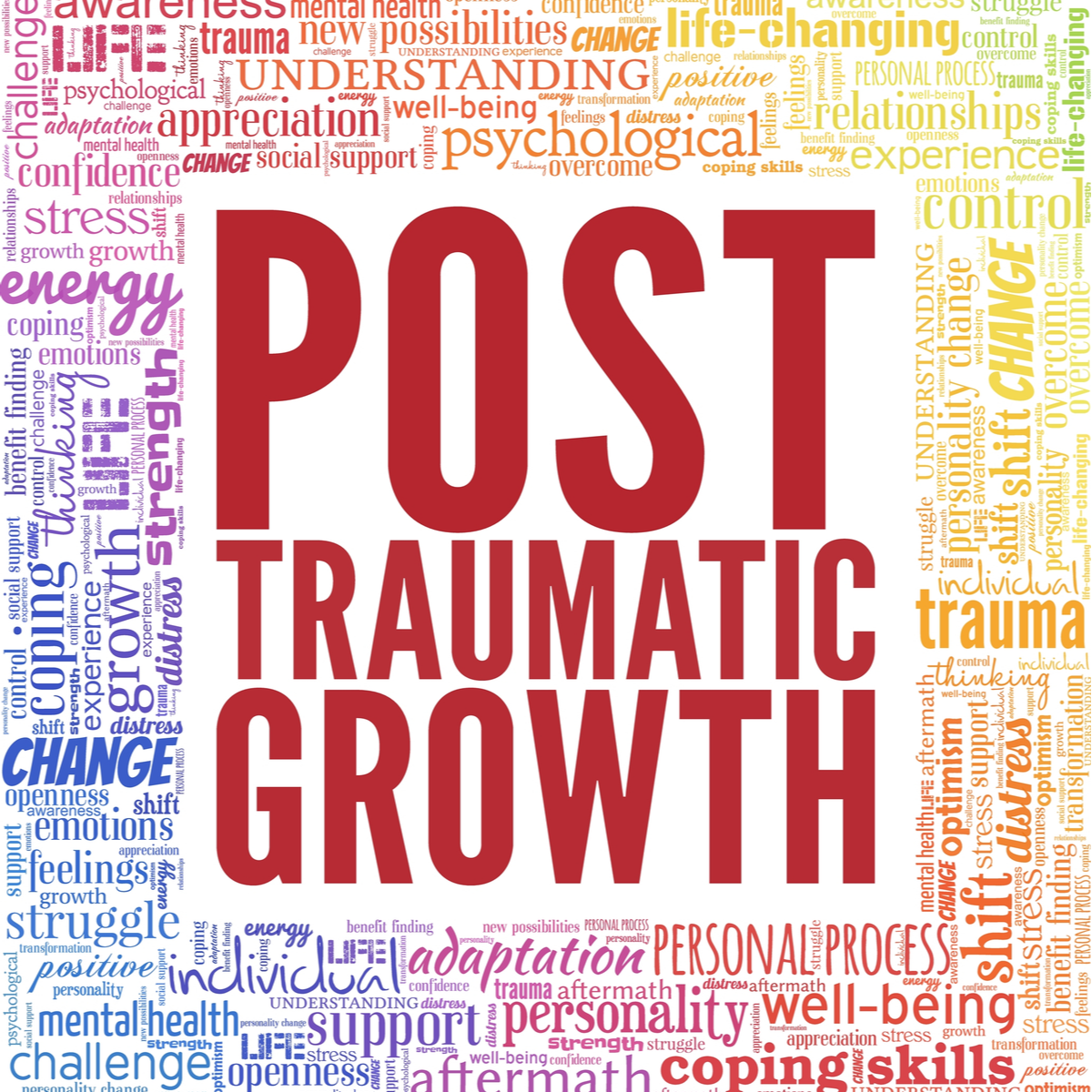 Post Traumatic Growth Rainbow-Colored Word Jumble